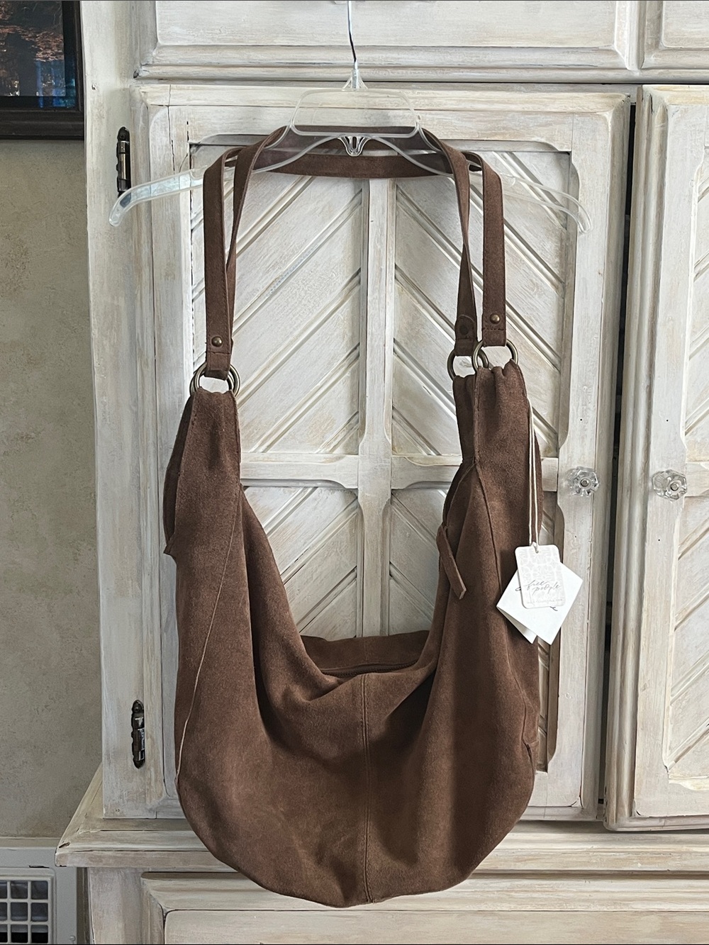 NWT Free People Suede Bag Color Coconut Shell - Picture 2 of 6